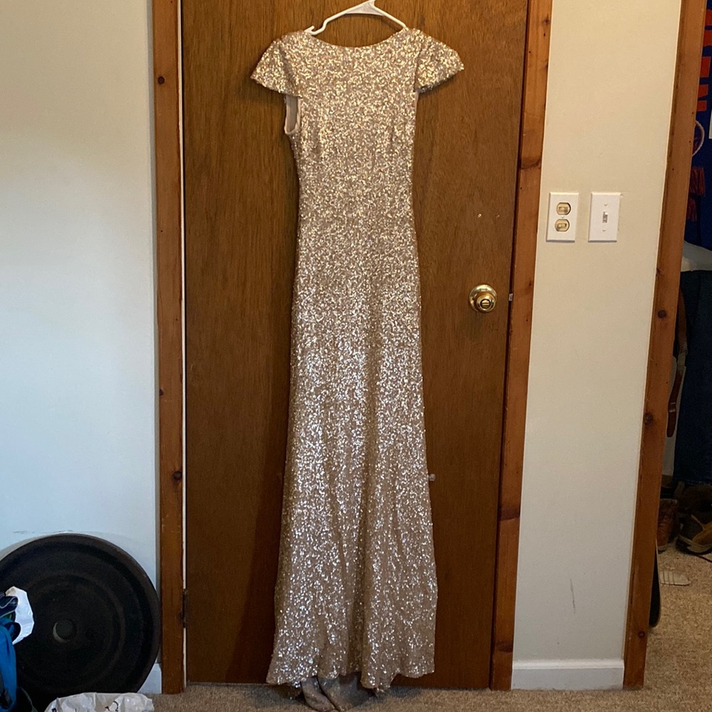 Sorella Vita Gold sequenced bridesmaid dress